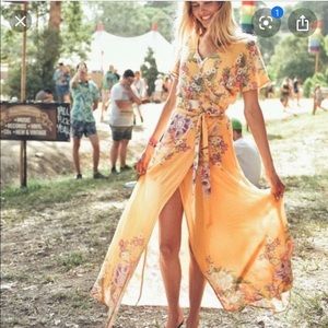 Yellow Blue Skies Wrap Maxi